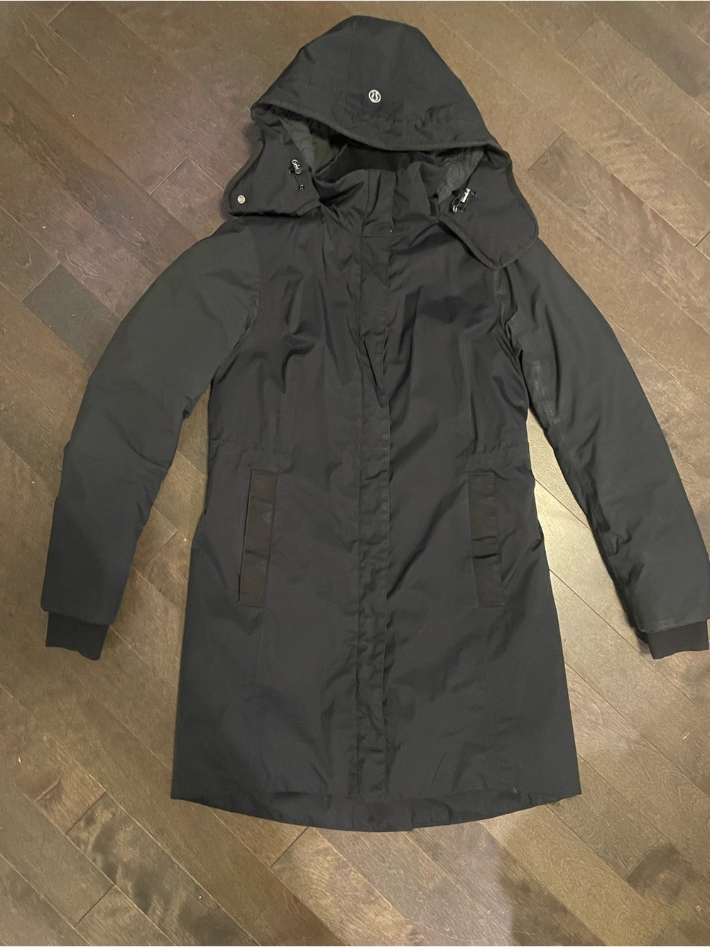 lululemon athletica Black Hooded Long Parka Coat